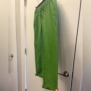 J. Crew green linen pants with drawstring | Size 4